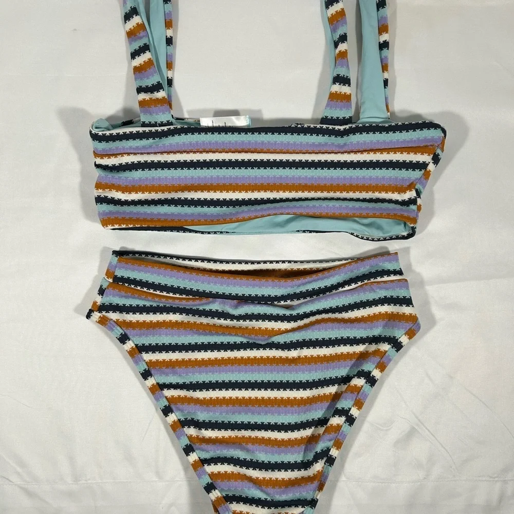 L Space Over the Moon Lee Lee Bralette & Frenchi Bitsy Bottom Bikini Set Sz M
